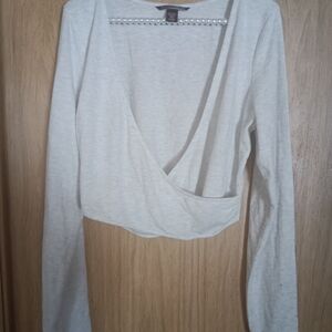 Victoria Secret Elegant White Long Sleeve Crop Wrap Top